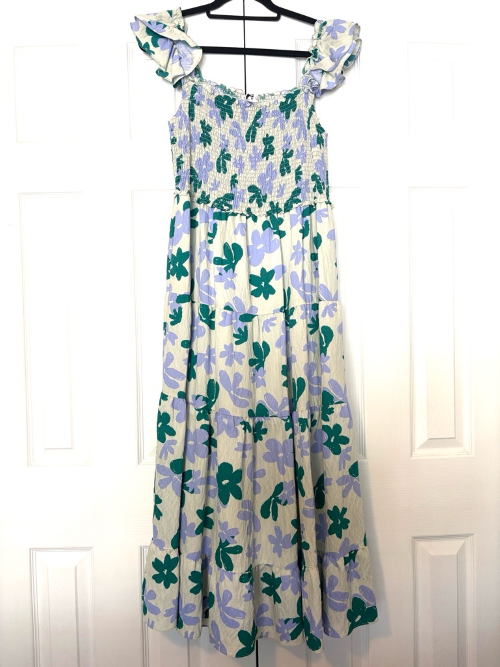 THML Blue Floral Print Smocked Dress - NWT